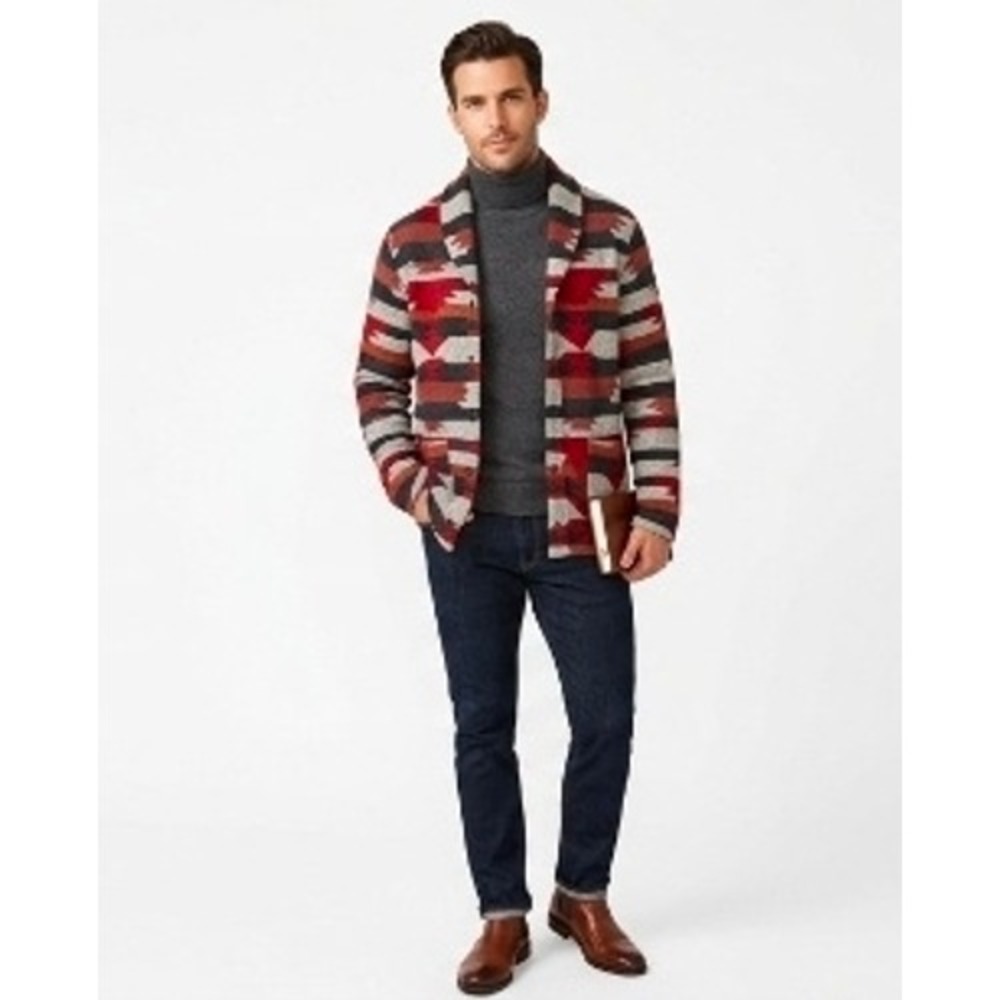 Junk Food Red Black Torino Cardigan Size XXL Southwestern Geometric Shawl Collar